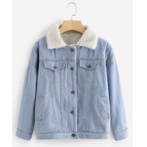 Faux Shearling Lined Denim Jacket